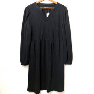 Merokeety XL Black Textured Sweater Dress Elastic Waist Long Sleeve NWT